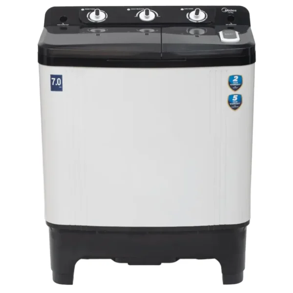 Midea 7 Kg Semi Automatic Top Load Washing Machine Black White MWMSA070PPG(KW) with IPX4 Protection & Thermal Protection | 2 Year Warranty Midea 7 Kg Semi Automatic Top Load Washing Machine Black White MWMSA070PPG(KW) with IPX4 Protection & Thermal Protection | 2 Year Warranty