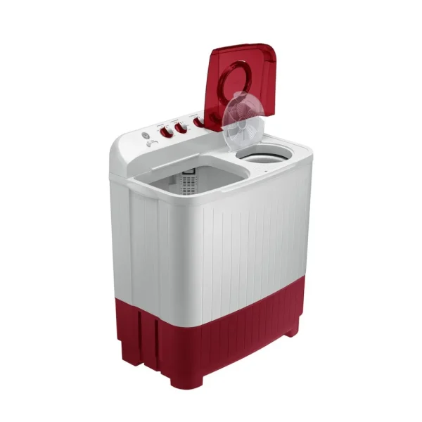 Samsung 8 Kg 5 Star Semi Automatic Top Load Washing Machine WT80C4000RR | Air Turbo Drying, Double Storm Pulsator, Rust-Proof Body, Light Gray with Wine Base