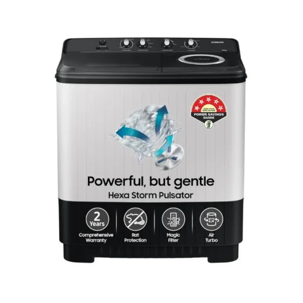 SAMSUNG 10.5 kg 5 Star Semi Automatic Washing Machine with Hexa Storm Pulsator (WT10C4260GG/TL, Light Gray) SAMSUNG 10.5 kg 5 Star Semi Automatic Washing Machine with Hexa Storm Pulsator (WT10C4260GG/TL, Light Gray)