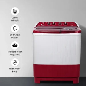 SHARP 8.0 kg 5 Star Semi-Automatic Top Loading Washing Machine ES-SD80NB-TR (Ruby Red) | Quadroniq Pulsator, 1300 RPM, Wave Dry Ring SHARP 8.0 kg 5 Star Semi-Automatic Top Loading Washing Machine ES-SD80NB-TR (Ruby Red) | Quadroniq Pulsator, 1300 RPM, Wave Dry Ring