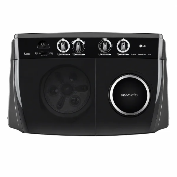 LG 11.5Kg Semi Automatic Washing Machine, Roller Jet Pulsator + Soak, Full Black, 5 Star LG 11.5Kg Semi Automatic Washing Machine, Roller Jet Pulsator + Soak, Full Black, 5 Star