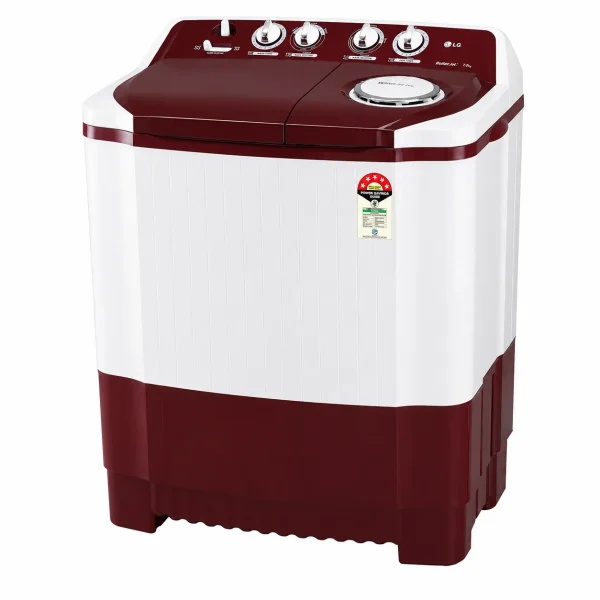 LG 7.5 Kg Semi Automatic Washing Machine | Roller Jet Pulsator | Wind Jet Dry | 5 Star Energy Rating | Burgundy LG 7.5 Kg Semi Automatic Washing Machine | Roller Jet Pulsator | Wind Jet Dry | 5 Star Energy Rating | Burgundy