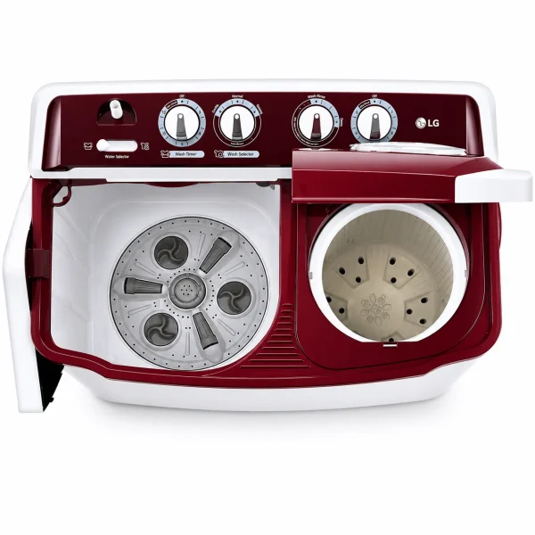 LG 7.5 Kg Semi Automatic Washing Machine | Roller Jet Pulsator | Wind Jet Dry | 5 Star Energy Rating | Burgundy LG 7.5 Kg Semi Automatic Washing Machine | Roller Jet Pulsator | Wind Jet Dry | 5 Star Energy Rating | Burgundy