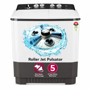 LG 10 Kg 5 Star Semi Automatic Top Load Washing Machine P1040RGAZ with Roller Jet Pulsator, Rat Away Feature & 1300 RPM Dark Gray 5 Year Motor Warranty LG 10 Kg 5 Star Semi Automatic Top Load Washing Machine P1040RGAZ with Roller Jet Pulsator, Rat Away Feature & 1300 RPM Dark Gray 5 Year Motor Warranty