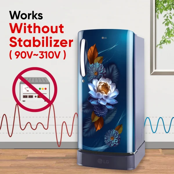 -original-imahktcyrxyjg3fh LG 185 L Direct Cool Single Door 5 Star Refrigerator with Base Drawer with Smart Inverter Compressor, Runs on Home Inverter, Fit Max Chiller Tray & 2026 Model